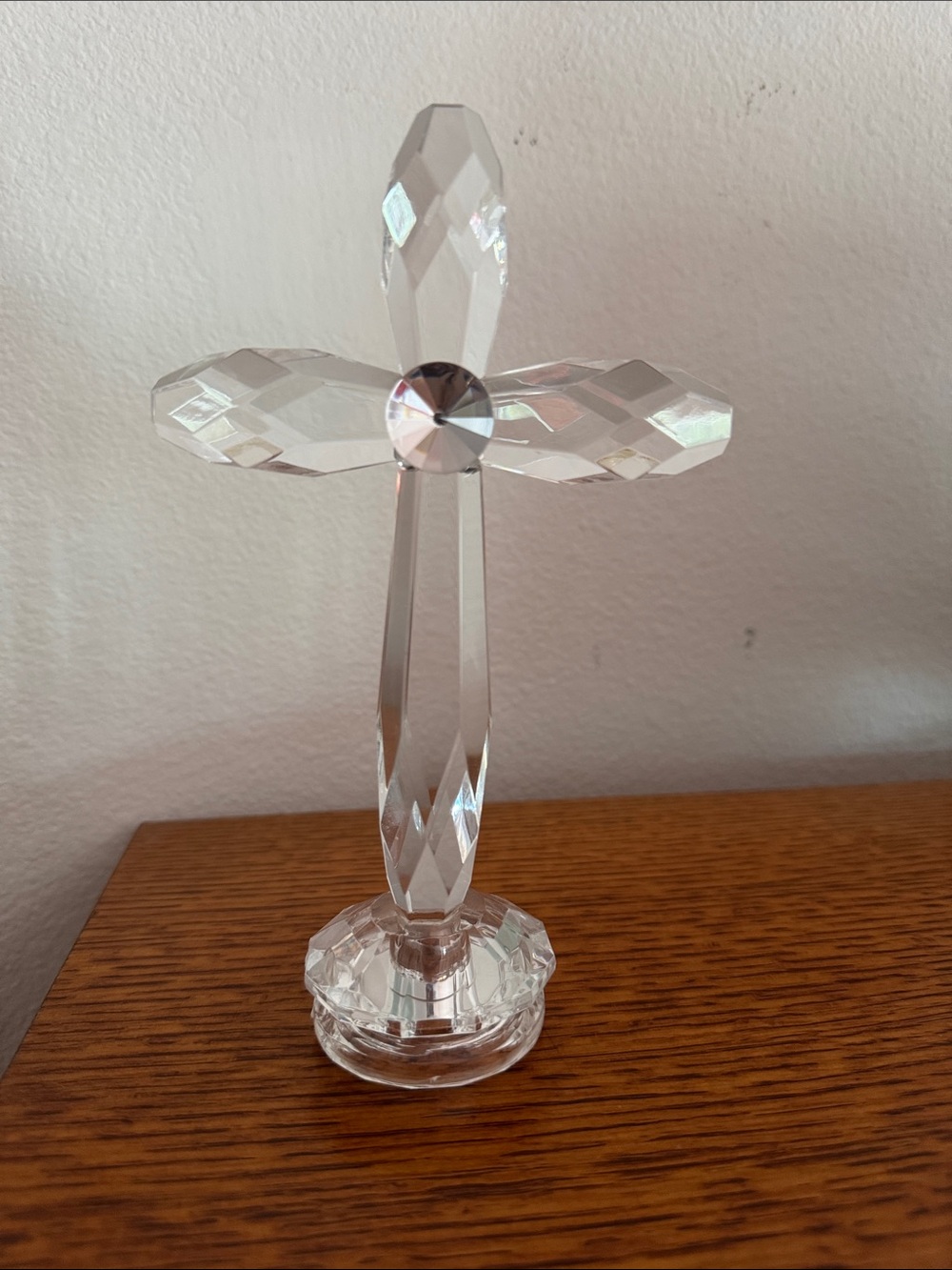 Clear Crystal looking plastic Cross Figurine